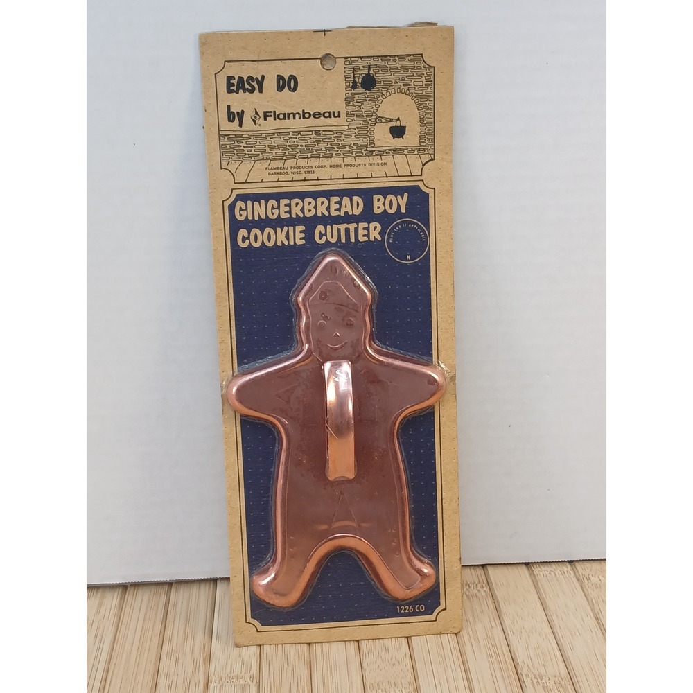 Vintage Flambeau Easy Do Gingerbread Boy Cookie Cutter Copper Tone New Old Stock